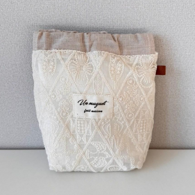 유이미 자수 패브릭 핸드메이드 화장품 동전수납 다용도 파편도파우치