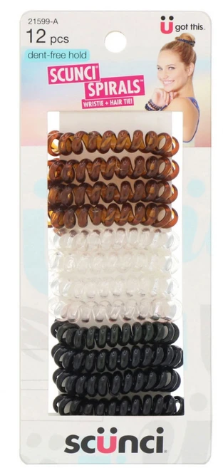Scunci 눌림 없이 고정되는 나선형 스타일 손목끈 겸 머리끈 12개, 1개 - 쿠팡