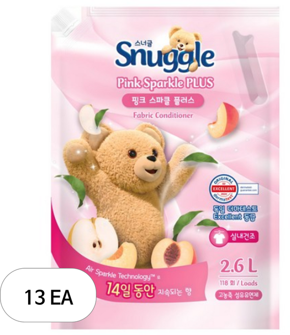 스너글 핑크스파클 플러스 실내 건조 섬유유연제 포근향 리필, 2.6L, 13개