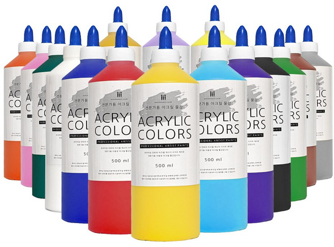 전문가용 대용량 아크릴물감세트, 16색, 500ml