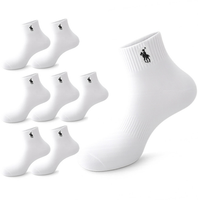 마상격구 남성 국산 스포츠 단목 양말, 8개, 화이트