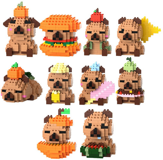 미니 퍼그 강아지 캐릭터 나노블럭 조립 피규어 10종 세트 DIY 장난감 SC13, 1세트