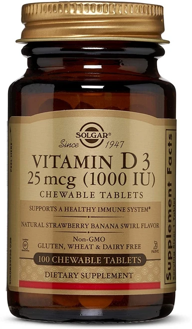 솔가 비타민 D3 1000 IU 츄어블 타블렛, 100개입, 100정, 1개 - 쿠팡