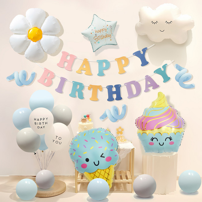 SC FMCG 생일 풍선 세트 생일파티용품 파티 풍선 생일파티세트, 1세트, 믹스컬러 02