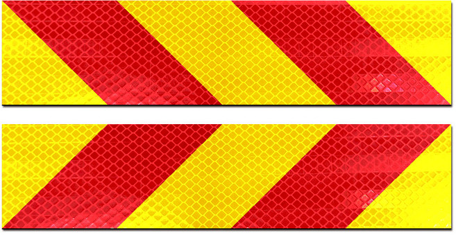 라쿤마켓 화물차 트럭 안전반사 스티커 2매 1세트 600x140 대형 중장비 후방 후부 반사 특장 초고휘도 반사스티커, 2개, 혼합