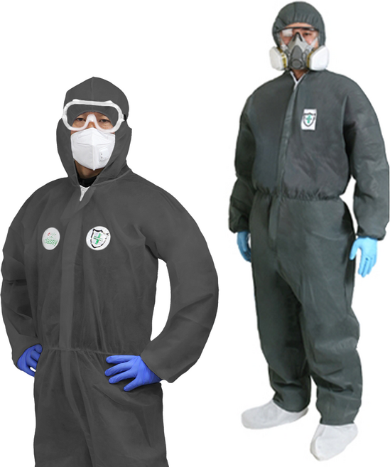 PP일회용작업복 부직포 원피스작업복 회색 방역복 방진복 보호복 분진복, PP원피스작업복(회색)-XL, 1개