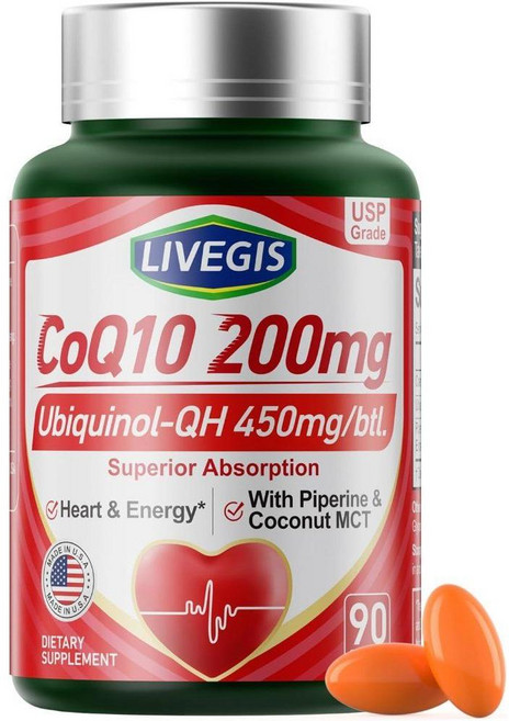 리브기스 코큐텐 200mg 유비퀴놀 함유 CoQ10 Ubiquinol 소프트젤 90정, 1개