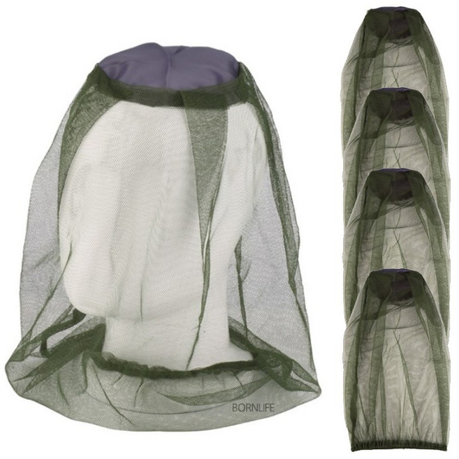 본라이프 얼굴보호 방충망 대 그물 머리모기장 모자위에 쓰는 대형 모기장 등산낚시모기장 벌초 캠핑 농사 양봉작업 등산모기장 방충모자 모기 말벌차단 그물모기장 모자 방충망사, FREE, 4개, 그린카키