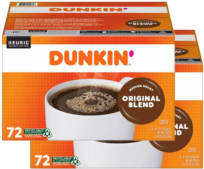 Dunkin Donuts 오리지날 블렌드 큐리그 캡슐 커피 케이컵 (72입) 2팩, 72개입, 10.5g
