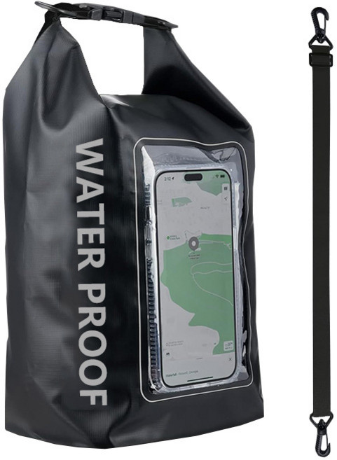 LAICAI라이차이 다용도 방수가방 워터파크 바다 물놀이 휴대폰 터치창, 1개, 블랙5L