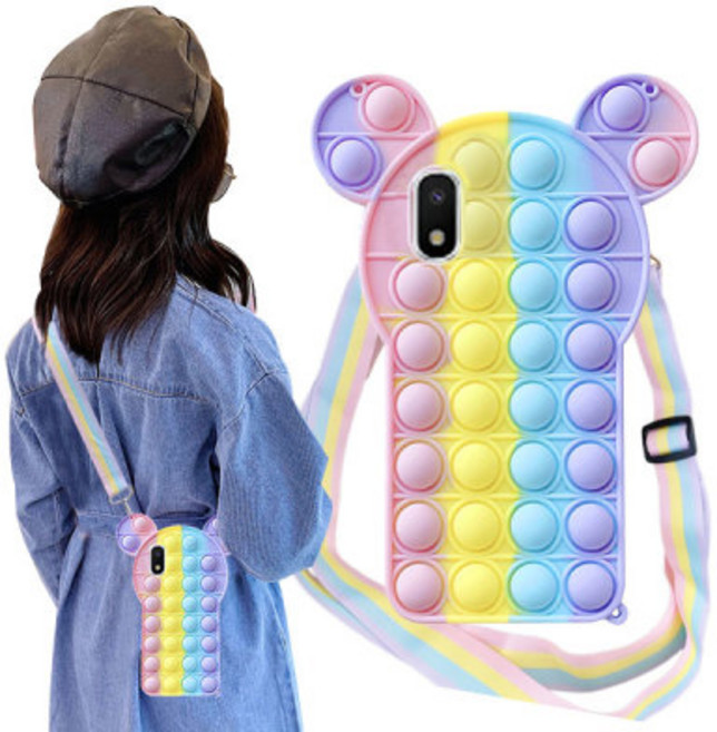카카오키즈폰2 엑스커버5 XCover5 잼꾸러기폰 카카오리틀프렌즈5 갤럭시A10e 곰돌이 S20 S21 노트9 노트10 노트20 스트랩줄 목걸이 팝잇 뽁뽁이 키즈폰 푸쉬팝 폰케이스