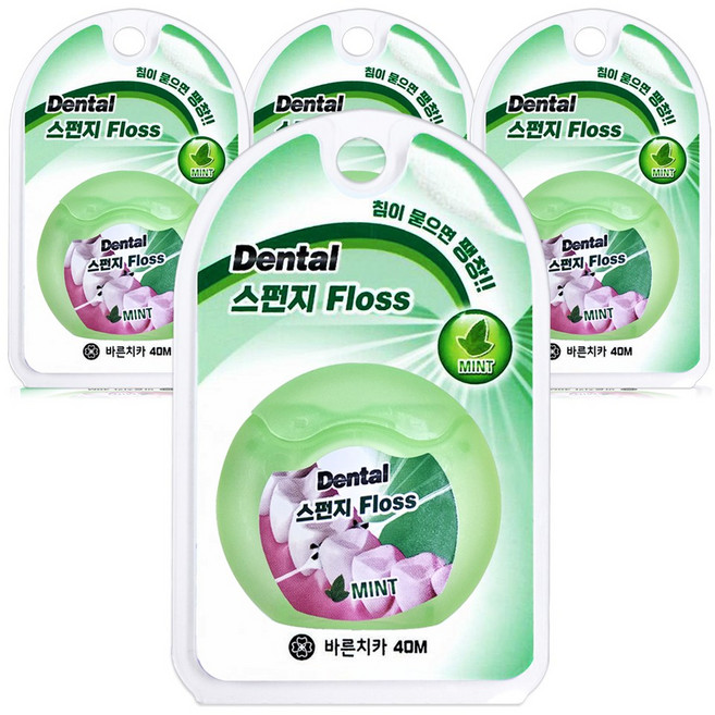 보성 바른치카 스펀지 치실 민트 40m x 4개, 1개입