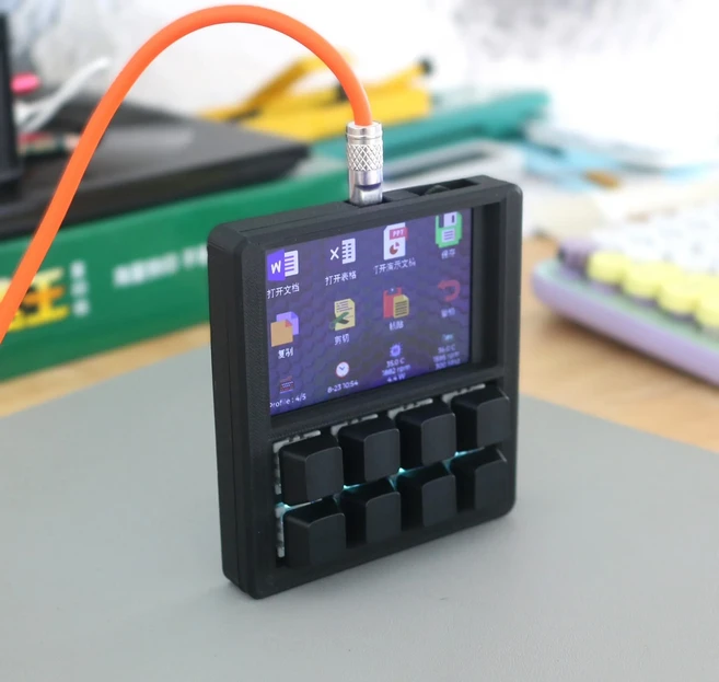 3.5인치 LCD 프로그래밍 가능 매크로 키보드 8키 핫스왑 RGB 백라이트 USB 보조 디스플레이 게임 액세서리, 03 wired black