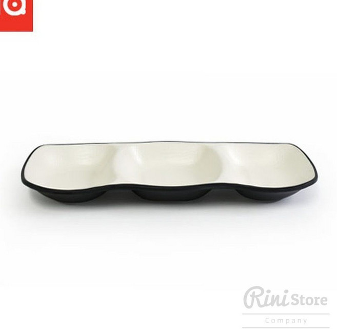 PMK 체크투톤 웨이브3찬 DS-7089 접시그릇, 체크투톤(BW) 웨이브3찬 DS-7089