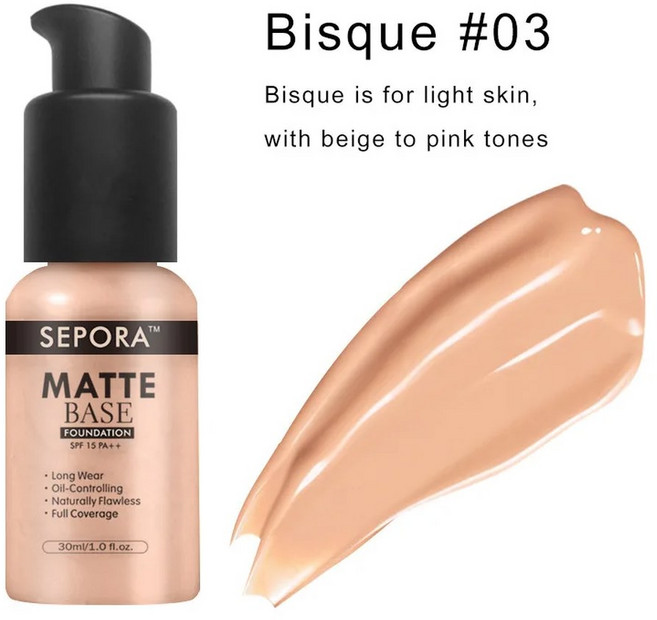 오래 크림 베이스 메이크업 파운데이션 30ml 지속되는 페이스 SEPORA 아이 컨실러 여드름 리퀴드 브라이트닝 다크 커버 서클 매트, 03, 1개