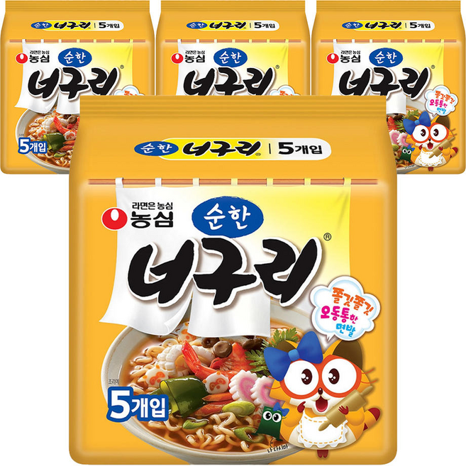 농심 순한너구리 120g 5입 4개, 20개