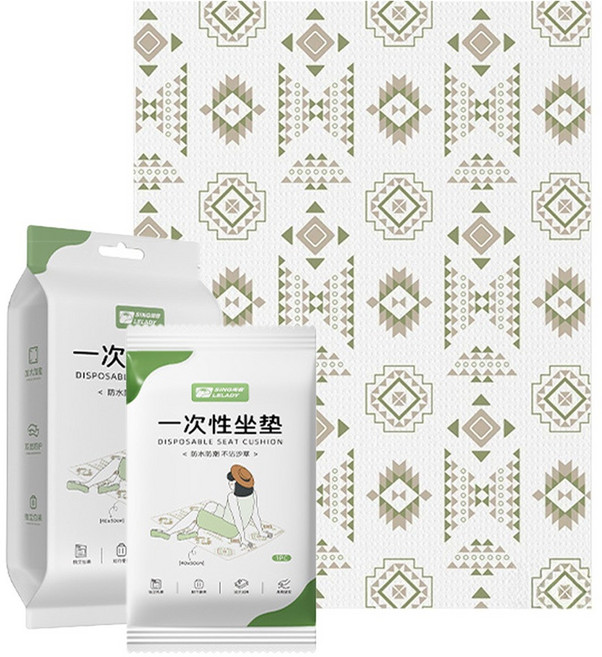 獨立包裝 便攜一次性野餐墊 200x200cm, 【一次性坐墊50x40cm】民族風10入