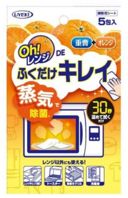 UYEKI 蒸氣除菌清潔布 微波爐/烤箱/冰箱/電鍋清潔 橙桔香, 50g, 5包入