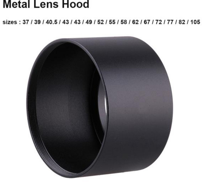 망원 렌즈 후드 나사 장착 범용 초점 거리 37 39 40.5 43 49 52 55 58 62 67 72 77 82 95 105 mm, 1개, 07 72mm