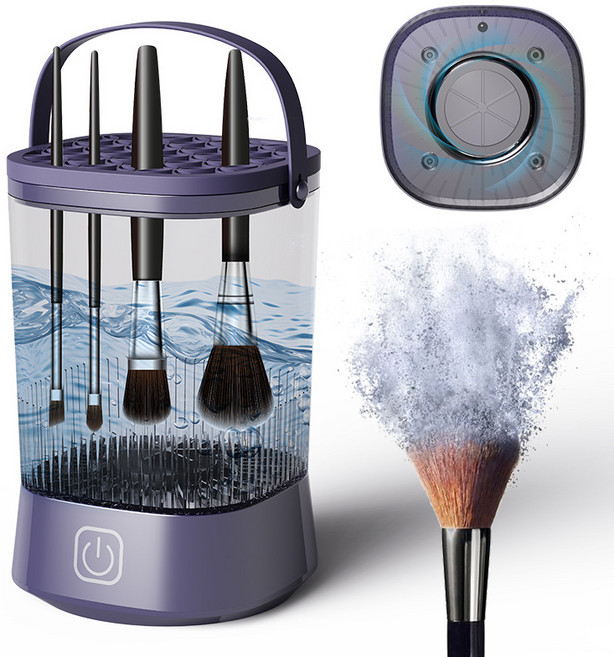 메이크업 브러쉬 세척기 쾌속 건조 먼지 제거 살균 자동 세탁기 화장 브러시, 퍼플, 1개