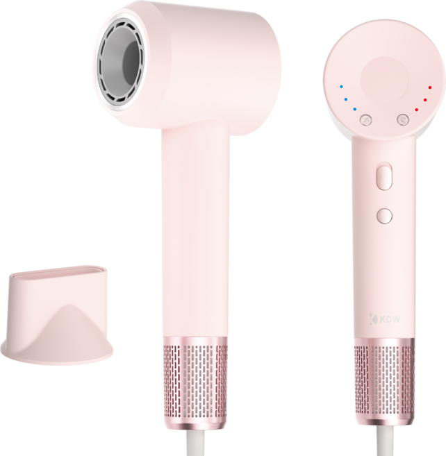 KDW 초고속 음이온 미니 헤어드라이기 BLDC전문가용 가정용 드라이어 1600W + 자기흡입 노즐, 로즈골드, YEY-GS87