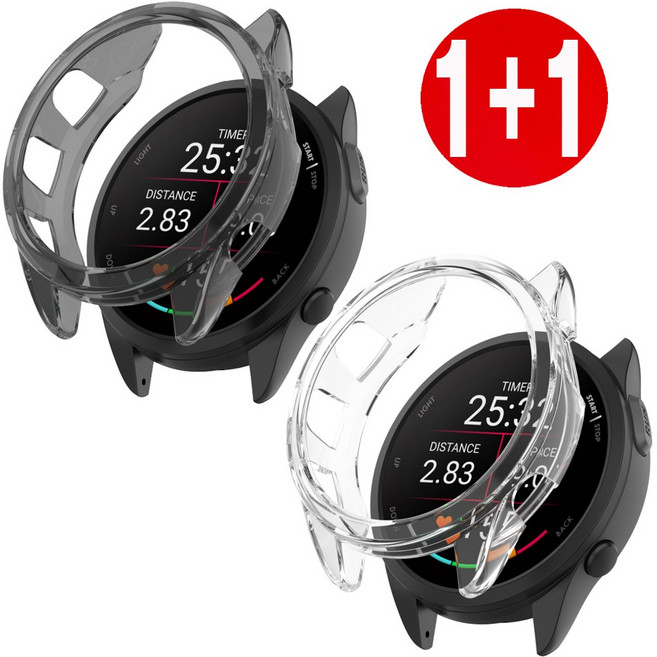 가민 165 165music 케이스 하프케이스 범퍼케이스, 1세트, 하프케이스 블랙 투명 세트