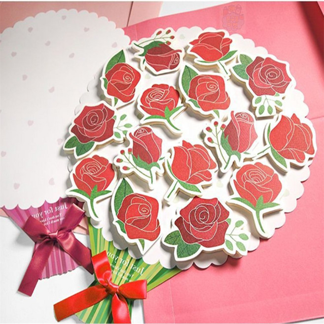 뜬구름디자인 장미 꽃다발 롤링페이퍼 편지지 감사편지