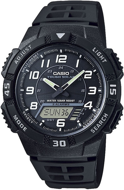 카시오 솔라 10바 남성 우레탄 손목시계 AQ-S800W-1BJH