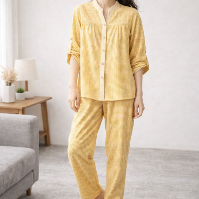 집에서도 이쁘게 순면100% 이중거즈면 부드러운 여성용 홈웨어 잠옷 상하세트