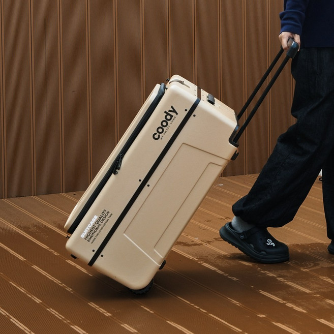 쿠디 웨건 캠핑 대형 접이식 카트 캐리어 수레 폴딩 광폭 대형 테이블 스토리지, 1개, 베이지