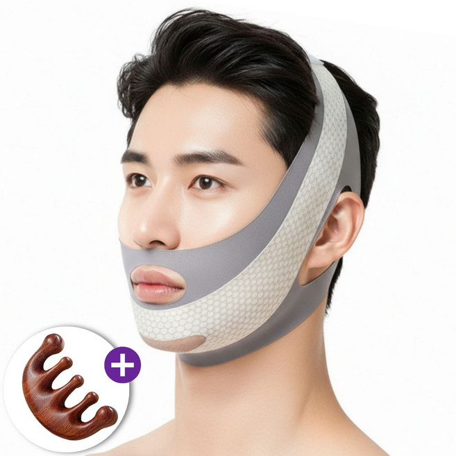 남성용 V라인 벌집 리프팅 밴드 + 마사지 괄사 세트, 1세트, 혼합