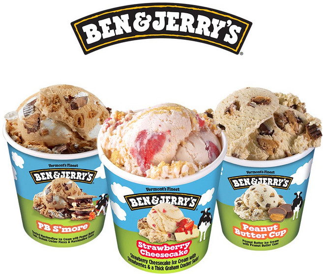 벤앤제리스 파인트 아이스크림 3종 혼합구성(스트로베리치즈케익+피비스모어+피넛버터컵), 1개 - 아이스크림 파인트