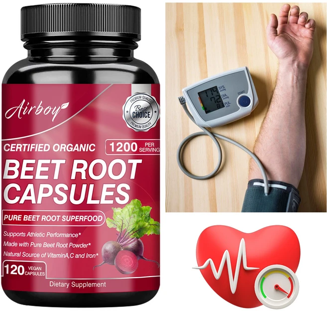 유기농 비트 뿌리 분말 고함량 혈액순환 개선 및 혈압 조절 운동 성능 향상 천연 에너지 부스터 항산화 효과 비건 캡슐 무첨가제, 1개, 120정 - 쿠팡