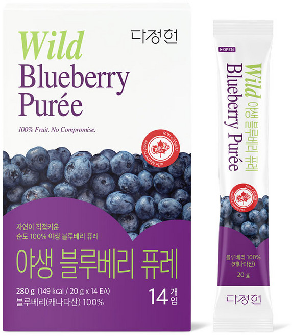 다정헌 야생 블루베리 퓨레 100% 스틱 스틱형, 280g, 1박스