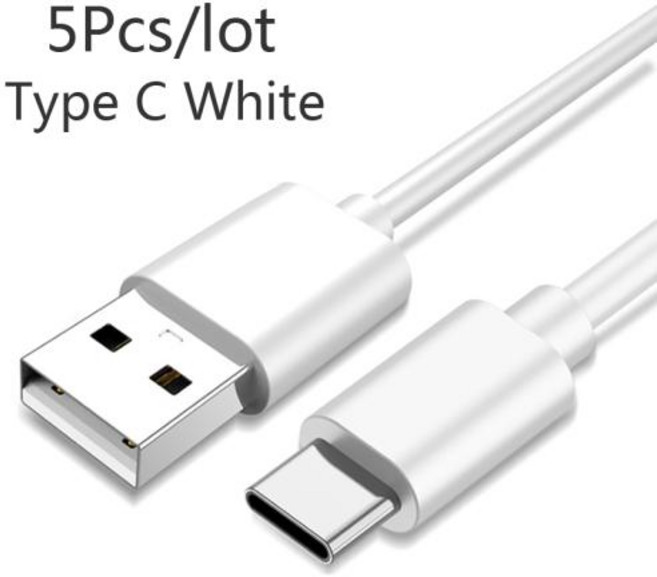 C타입 USB C 휴대폰 케이블 삼성 갤럭시 탭 A7 라이트 S7 FE F22 F32 F12 M42 M32 M12 A22 5G 고속 충전 충전기 케이블 로트당 5 개, 2) White - 2m