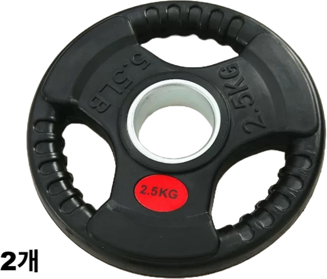 홈짐 헬스 고무 중량원판 바벨원판 2.5-25kg 3홀원판 50mm용, 2개, 고무원판, 2.5kg