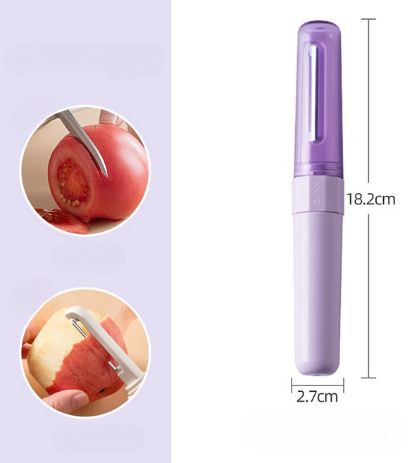 귀월미 휴대용 2in1 과일칼 겸용 필러 주방용 조리도구, 1개, 보라색