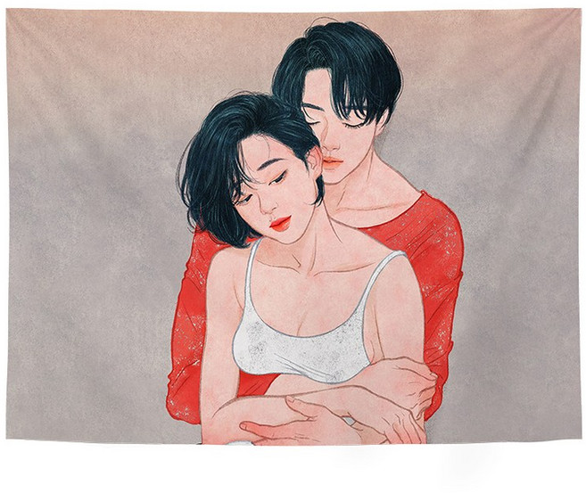 SKANDSALO 패브릭포스터 연인 커플 가리개 커튼 가림천 14종, GT306 + 가로 150 X 세로 130cm