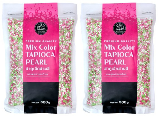 혼합 색상 사고펄 타피오카펄 Mix Color Tapioca Pearl, 500g, 2개