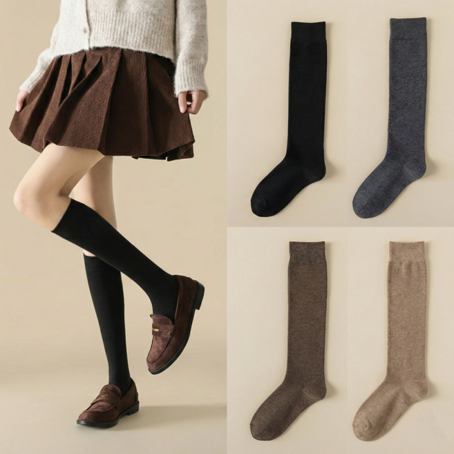 슈나온 흘러내림 방지 쫀쫀한 니삭스 4켤레