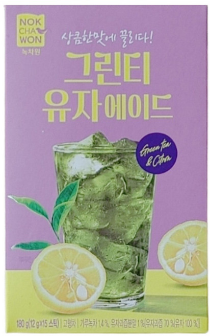 녹차원 그린티 유자 에이드 12g x 15스틱 +미니약과증정, 15개입