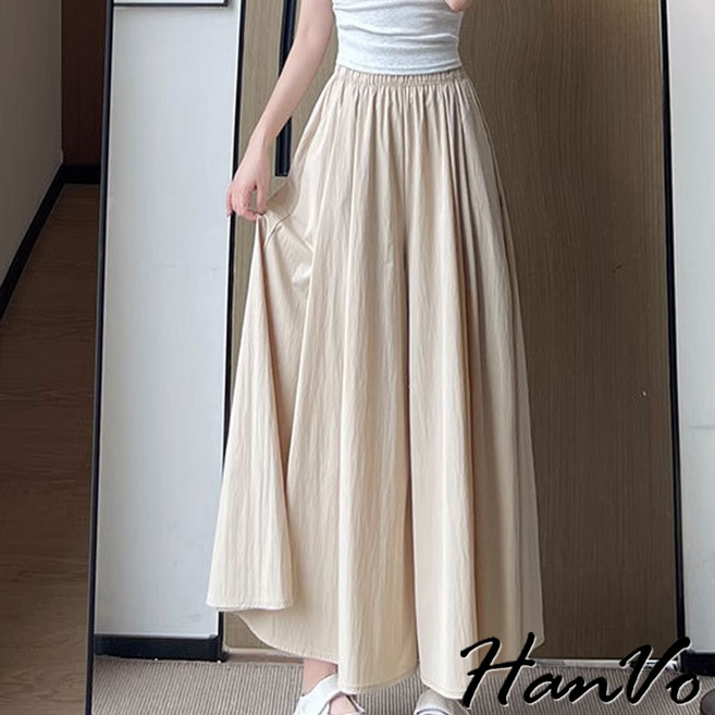HanVo 冰絲涼感闊腿褲裙