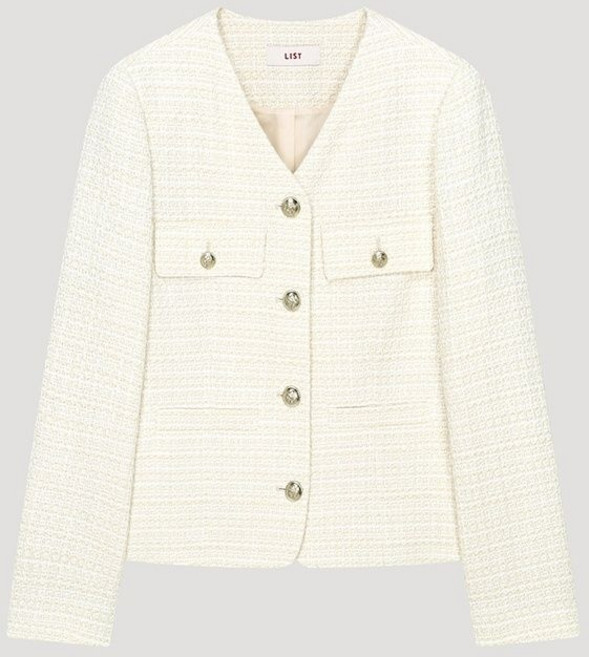 리스트 트위드 브이넥 크롭 자켓TWWJKP52080 TWWJKP52080-DGE