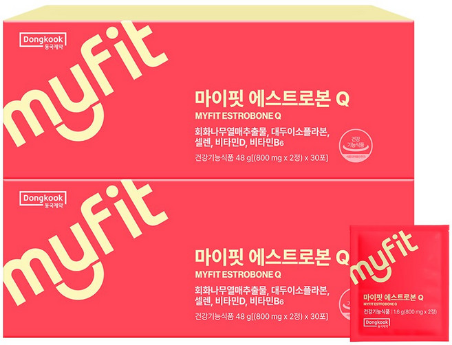 동국제약 마이핏 에스트로본 Q 여성 갱년기 영양제 호르몬 중년건강, 2박스, 60정