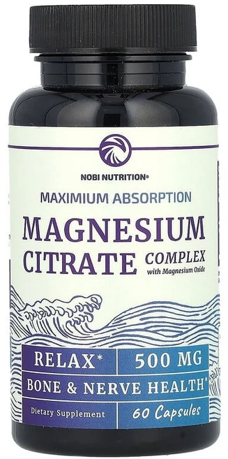 노비뉴트리션 마그네슘 시트레이트 콤플렉스 마그네슘 함유 500mg 캡슐 60정, 1개 - 쿠팡