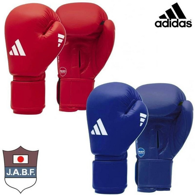 아디다스 복싱 글러브 AIBA IBA 공인 JABF 천연가죽 10온즈, 블루, 1개