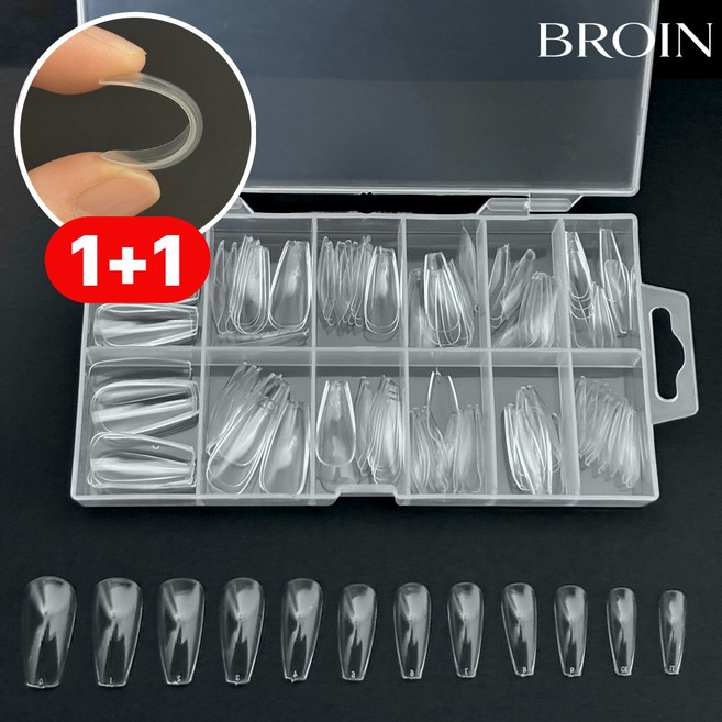 [1+1] 브로인 프리미엄 소프트핏 네일팁 3종 240p 말랑 투명 풀팁, 1개, 코핀 1+1