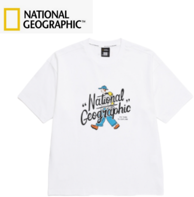 [백화점 발송] 내셔널지오그래픽 남여공용 트레져컨셉 워커그래픽 반팔 티셔츠 편안하고 활동적 티셔츠 일상룩 데일리룩 캠퍼스룩 캠핑 워킹 여행에 좋은 상의
