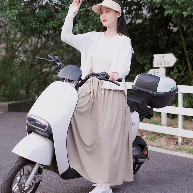 機車防曬裙冰絲涼感裙 涼感透氣高腰顯瘦抗UV防曬