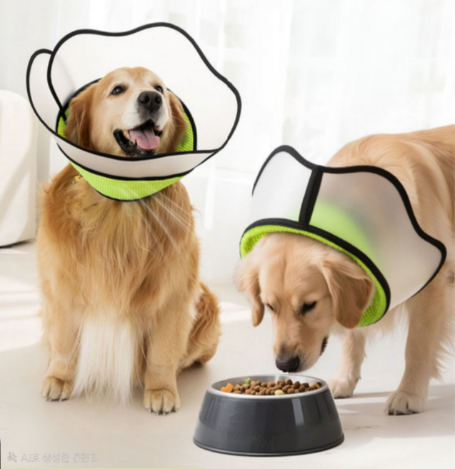 제로핏 반려동물 보호 넥카라 강아지 고양이 동물병원 중성화 목쿠션 깔대기, 1개, 네온라임